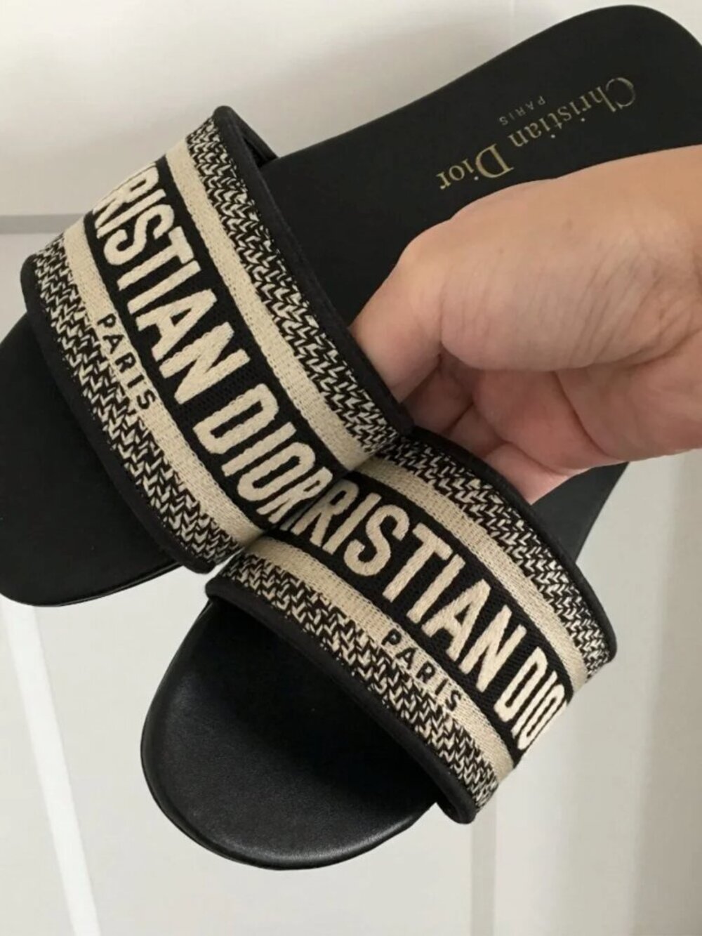 Dior Dway Embroidered Cotton Logo Slides